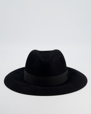 Christian Dior Black Panama Hat with Logo Detail Size 55 cm