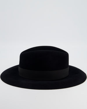 Christian Dior Black Panama Hat with Logo Detail Size 55 cm