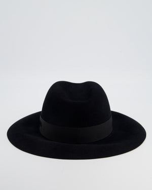Christian Dior Black Panama Hat with Logo Detail Size 55 cm