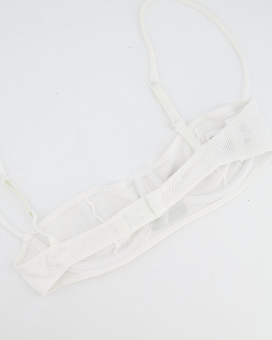 Miu Miu White Knit Bra with Logo Detail Size M (UK 10) RRP £615