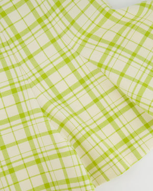 Christian Dior Cream and Lime Plaid Wool Mini Skirt Size FR 34 (UK 6)