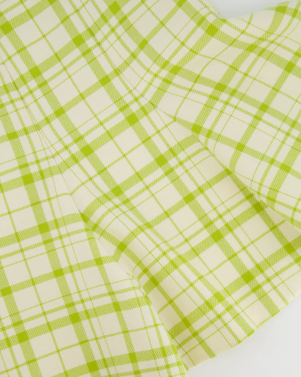 Christian Dior Cream and Lime Plaid Wool Mini Skirt Size FR 34 (UK 6)