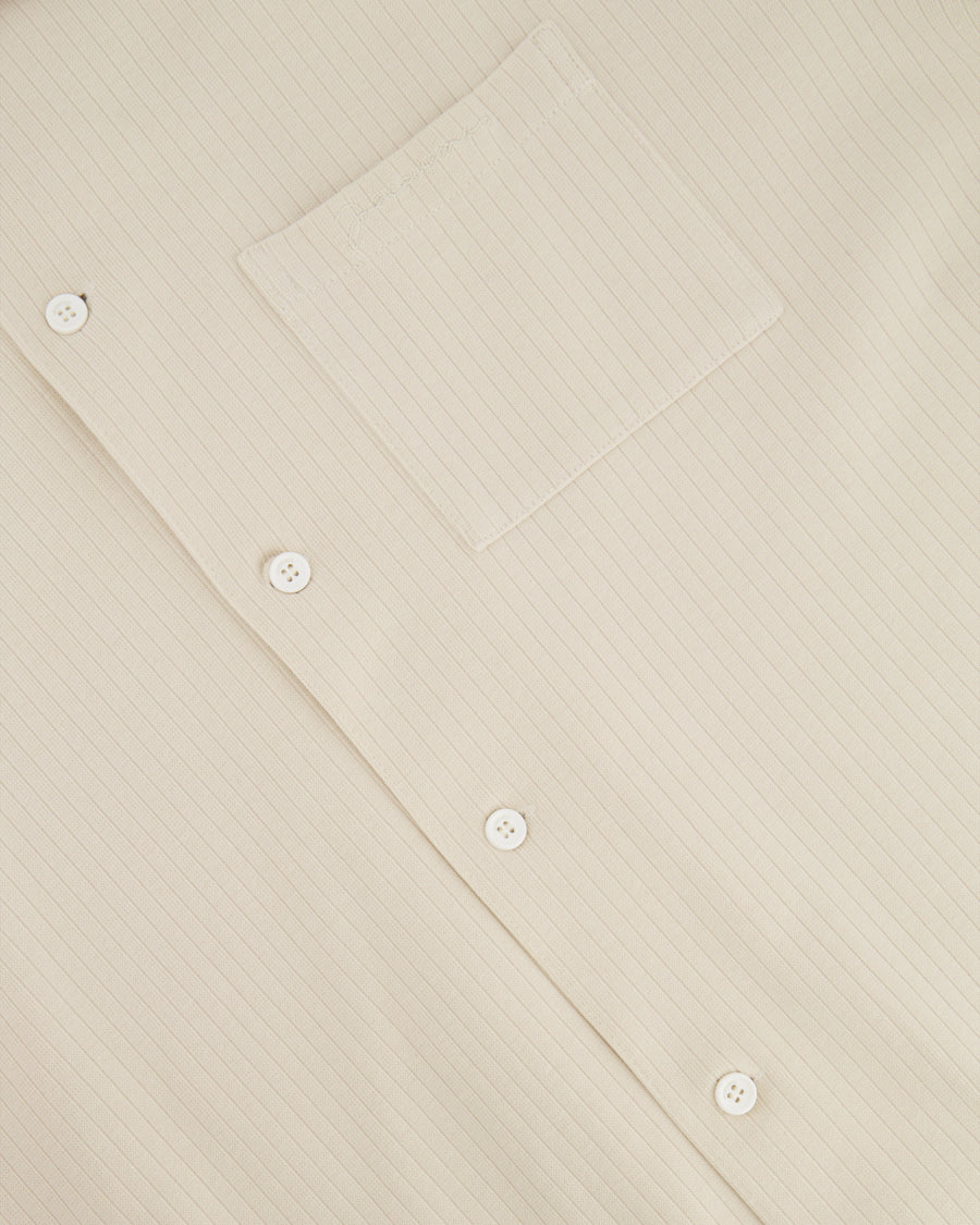 Jacquemus Beige Ribbed Shirt with Embroidered Logo and Pocket Detail Size M (UK 10)