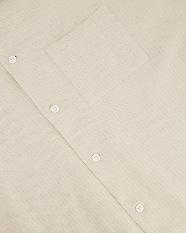 Jacquemus Beige Ribbed Shirt with Embroidered Logo and Pocket Detail Size M (UK 10)