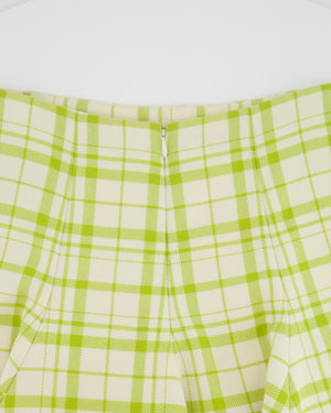 Christian Dior Cream and Lime Plaid Wool Mini Skirt Size FR 34 (UK 6)