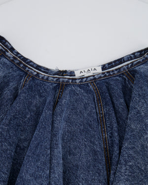 Alaia Blue Denim Pleated Mini Skirt Size FR 36 (UK 8) RRP £1,100