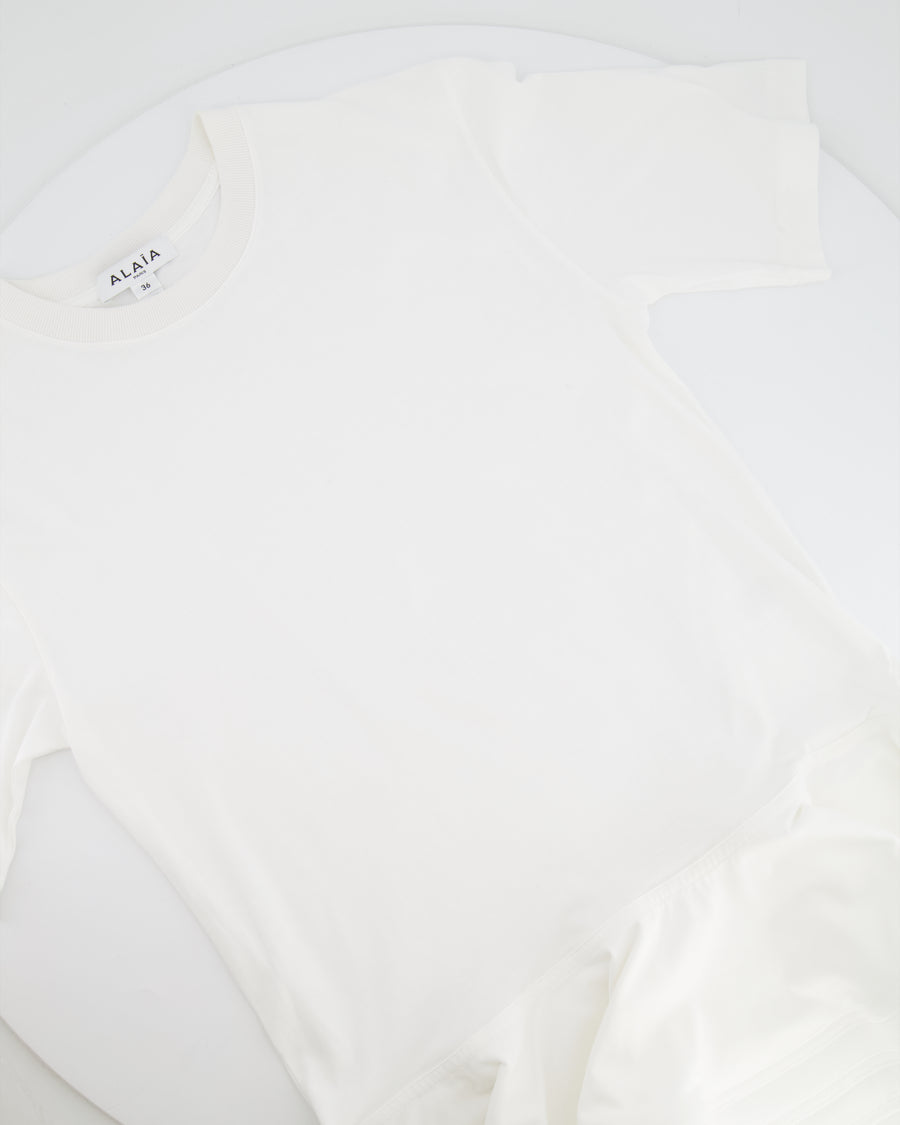 Alaia White T-Shirt with Peplum Detail Size FR 36 (UK 8) RRP £700