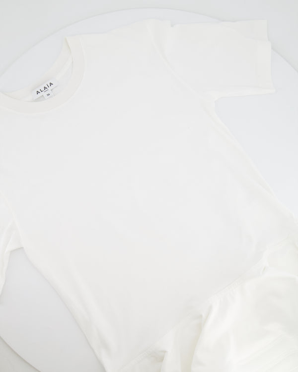 Alaia White T-Shirt with Peplum Detail Size FR 36 (UK 8) RRP £700