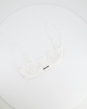 Miu Miu White Knit Bra with Logo Detail Size M (UK 10) RRP £615