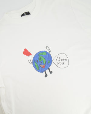 Balenciaga White I Love You Oversized T-Shirt with World Print Detail Size XS (UK 6)