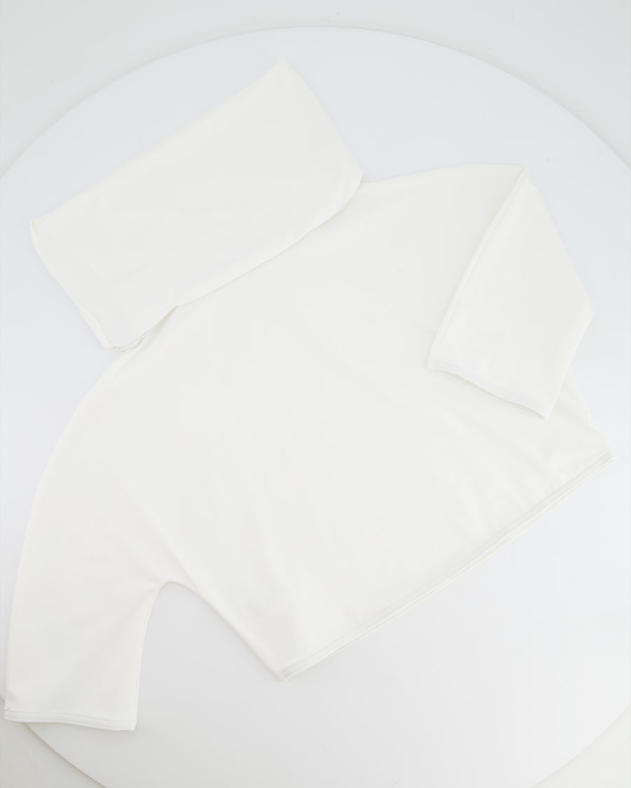Alaia White Cropped Short-Sleeved Turtleneck Top Size FR 38 (UK 10)