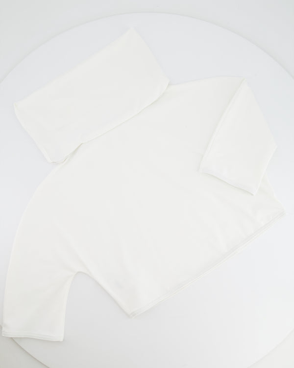 Alaia White Cropped Short-Sleeved Turtleneck Top Size FR 38 (UK 10)