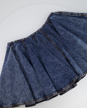 Alaia Blue Denim Pleated Mini Skirt Size FR 36 (UK 8) RRP £1,100