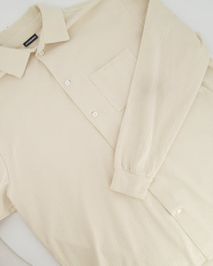 Jacquemus Beige Ribbed Shirt with Embroidered Logo and Pocket Detail Size M (UK 10)