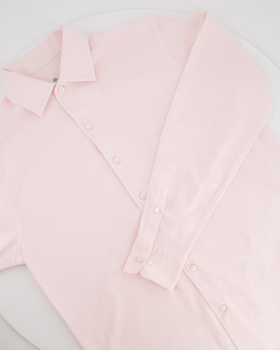 Loro Piana Pink Button Down Shirt with Front Pocket Detail Size M (UK 10)