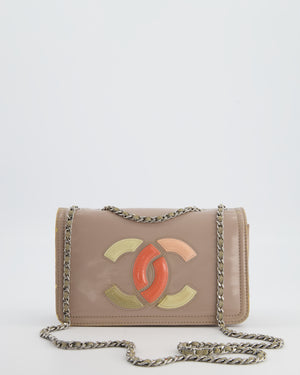 Chanel Light Mauve Lipstick Wallet on Chain Bag with Multi-Coloured CC Logo in Patent Leather with Silver Hardware