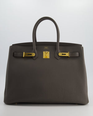 *BEAUTIFUL* Hermès Birkin 35cm Bag in Gris Etain Togo Leather with Gold Hardware