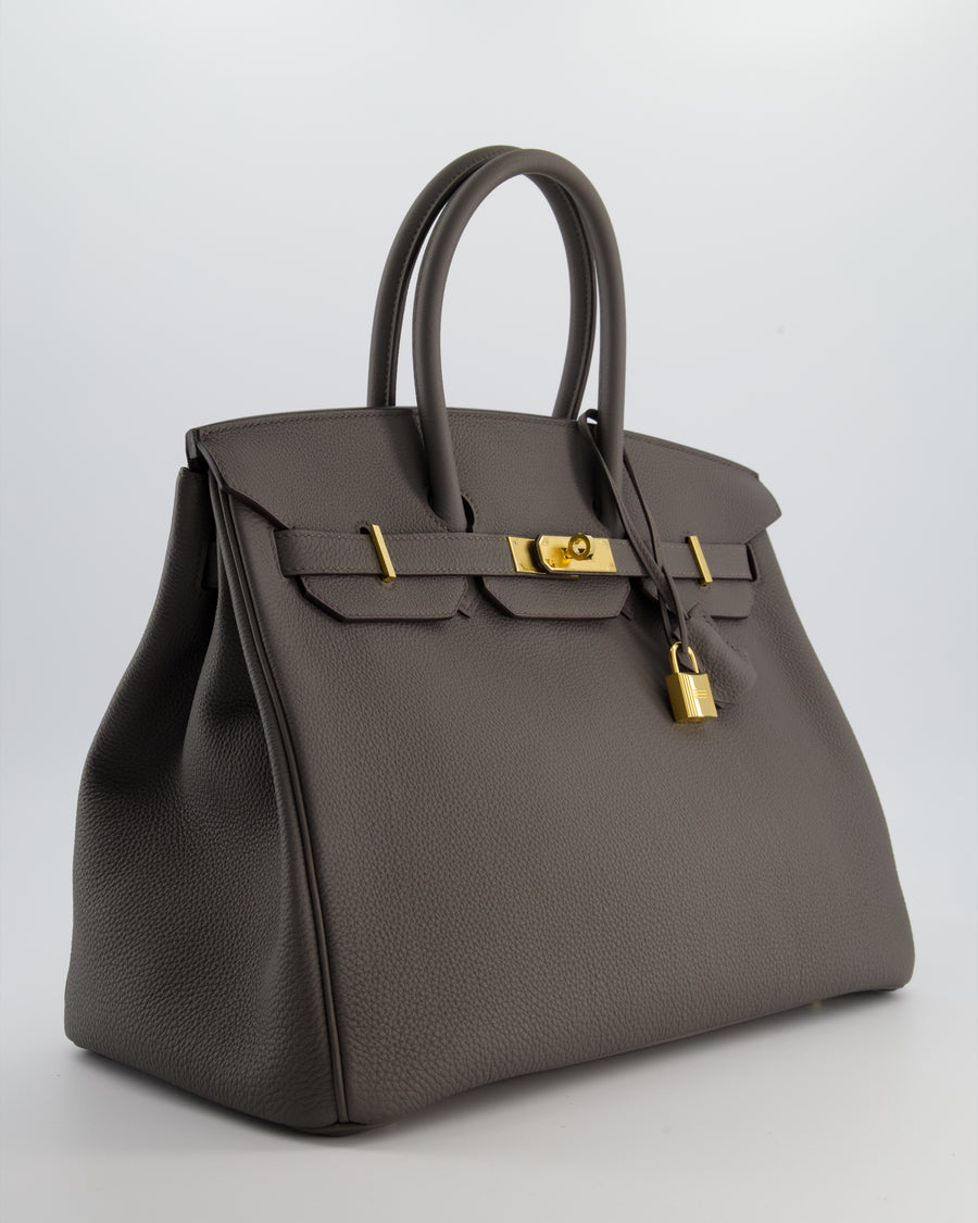 *BEAUTIFUL* Hermès Birkin 35cm Bag in Gris Etain Togo Leather with Gold Hardware