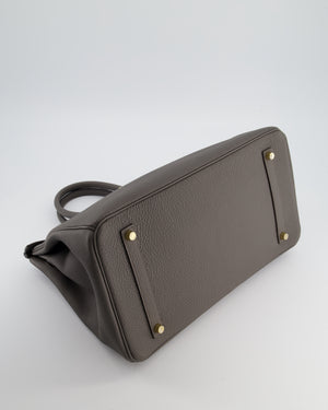 *BEAUTIFUL* Hermès Birkin 35cm Bag in Gris Etain Togo Leather with Gold Hardware