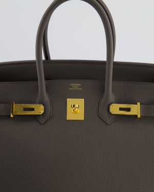 *BEAUTIFUL* Hermès Birkin 35cm Bag in Gris Etain Togo Leather with Gold Hardware