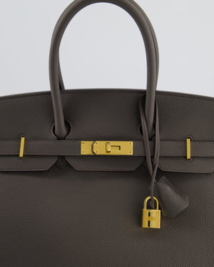 *BEAUTIFUL* Hermès Birkin 35cm Bag in Gris Etain Togo Leather with Gold Hardware