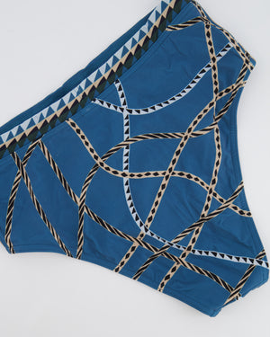 Hermès Bleu Cambridge Beverly Printed Two-Piece Swimsuit Size FR 36 (UK 8) RRP £515