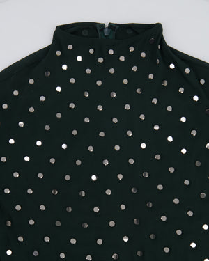 Alaia Dark Green Draped Maxi Dress with Silver Embellishments Size FR 36 (UK 8) RRP £2,900