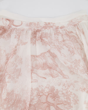 Christian Dior White and Pink Toile de Jouy Midi Skirt Size FR 36 (UK 8) RRP £1,900
