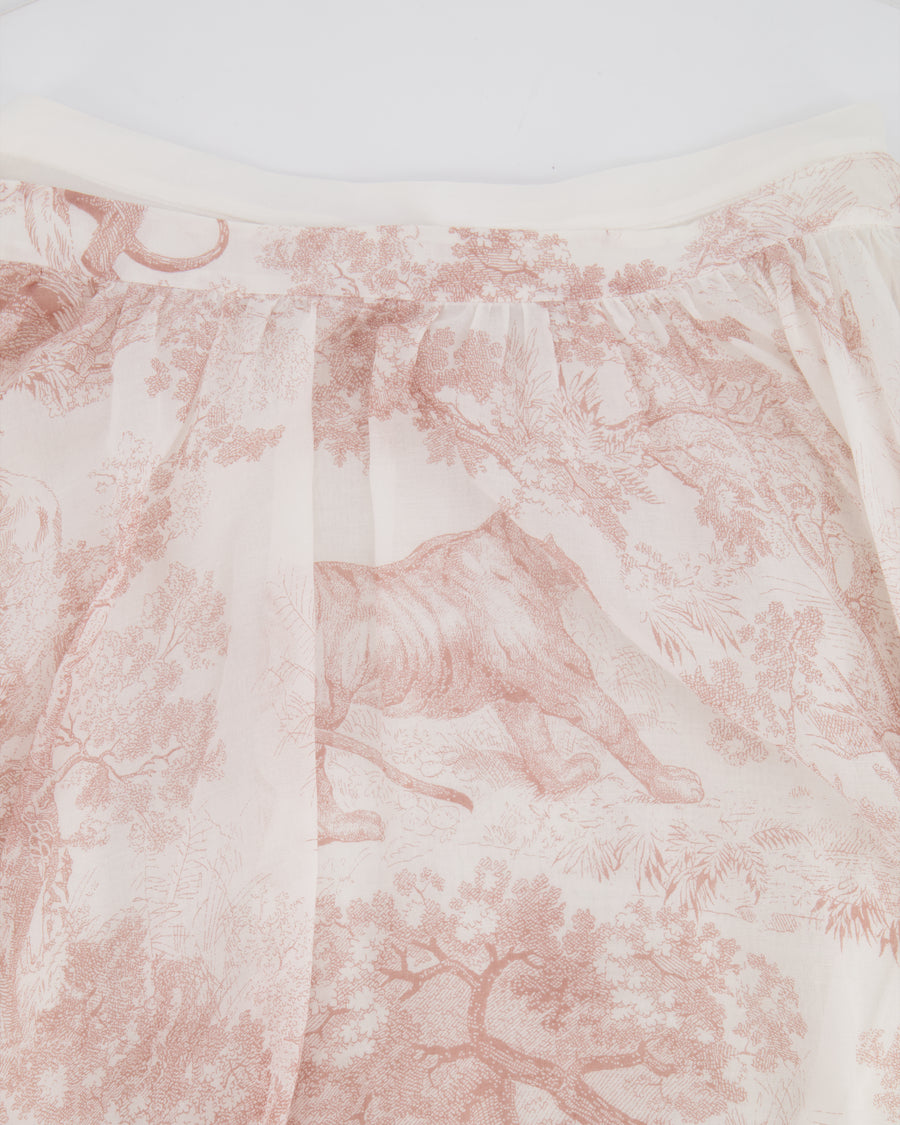 Christian Dior White and Pink Toile de Jouy Midi Skirt Size FR 36 (UK 8) RRP £1,900