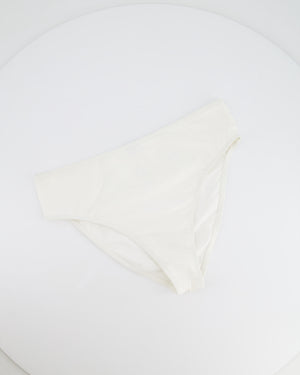 Alaia White Two-Piece Bikini with Bandeau Top and Black Logo Print Size FR 38 (UK 10) RRP £650