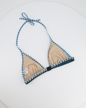 Hermès Bleu Cambridge Beverly Printed Two-Piece Swimsuit Size FR 36 (UK 8) RRP £515