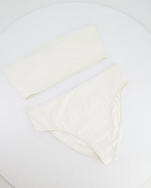 Alaia White Two-Piece Bikini with Bandeau Top and Black Logo Print Size FR 38 (UK 10) RRP £650