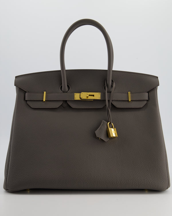 *BEAUTIFUL* Hermès Birkin 35cm Bag in Gris Etain Togo Leather with Gold Hardware