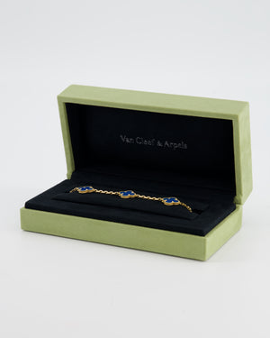 Van Cleef & Arpels Vintage Alhambra 5 Motif Bracelet in 18K Yellow Gold & Blue Agate RRP £4,900