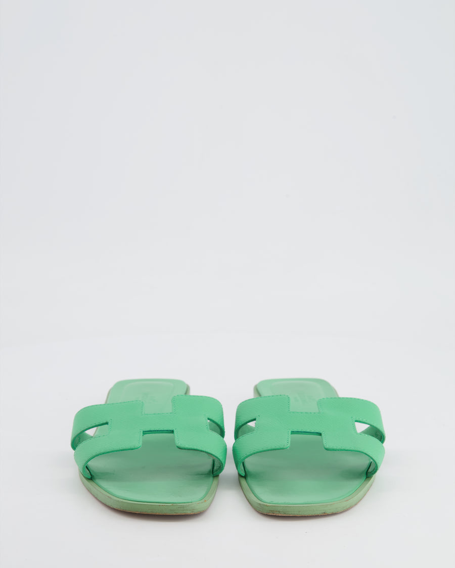 Hermès Oran Sandals in Vert Pomme Epsom Leather Size EU 37 RRP £610