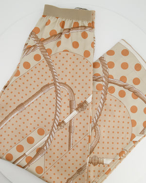Hermès Beige, Cream Silk 'Clic Clac à Pois' Print Pyjama Top & Trouser Set Size FR 38 (UK 10)