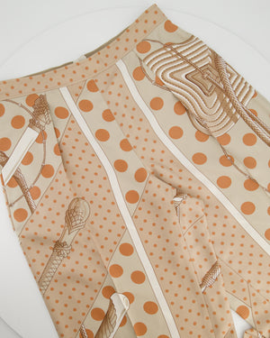 Hermès Beige, Cream Silk 'Clic Clac à Pois' Print Pyjama Top & Trouser Set Size FR 38 (UK 10)
