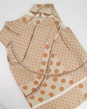 Hermès Beige, Cream Silk 'Clic Clac à Pois' Print Pyjama Top & Trouser Set Size FR 38 (UK 10)