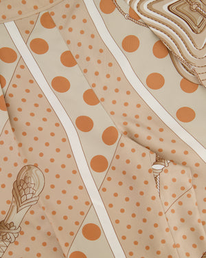 Hermès Beige, Cream Silk 'Clic Clac à Pois' Print Pyjama Top & Trouser Set Size FR 38 (UK 10)