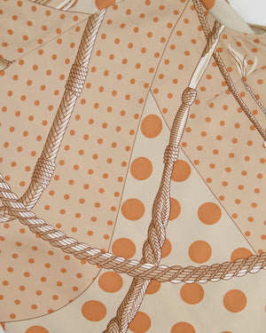 Hermès Beige, Cream Silk 'Clic Clac à Pois' Print Pyjama Top & Trouser Set Size FR 38 (UK 10)