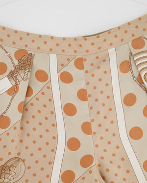Hermès Beige, Cream Silk 'Clic Clac à Pois' Print Pyjama Top & Trouser Set Size FR 38 (UK 10)