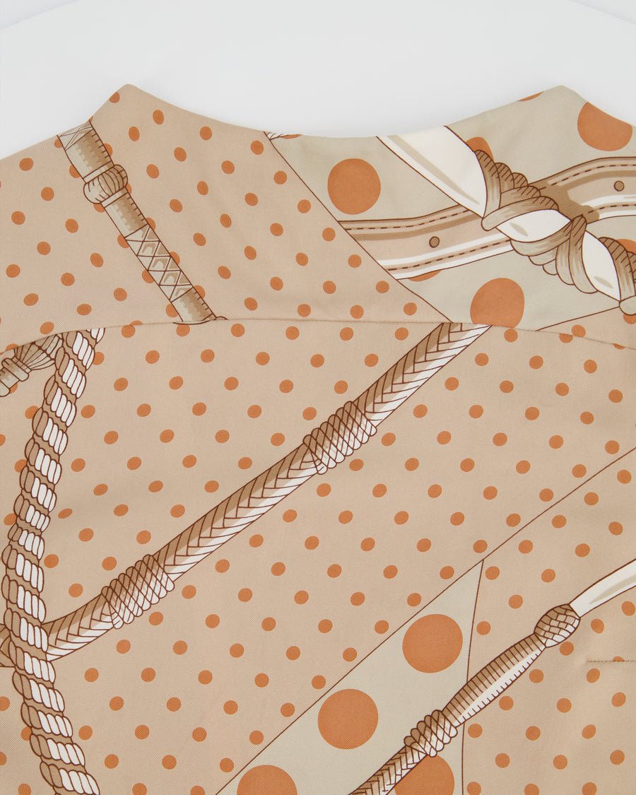 Hermès Beige, Cream Silk 'Clic Clac à Pois' Print Pyjama Top & Trouser Set Size FR 38 (UK 10)