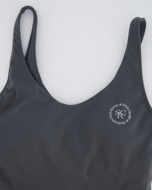 Sporty and Rich Grey Top and Biker Shorts Set with White Printed Logo Detail Size S (UK 8) RRP £160