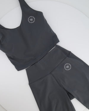 Sporty and Rich Grey Top and Biker Shorts Set with White Printed Logo Detail Size S (UK 8) RRP £160