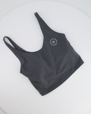 Sporty and Rich Grey Top and Biker Shorts Set with White Printed Logo Detail Size S (UK 8) RRP £160