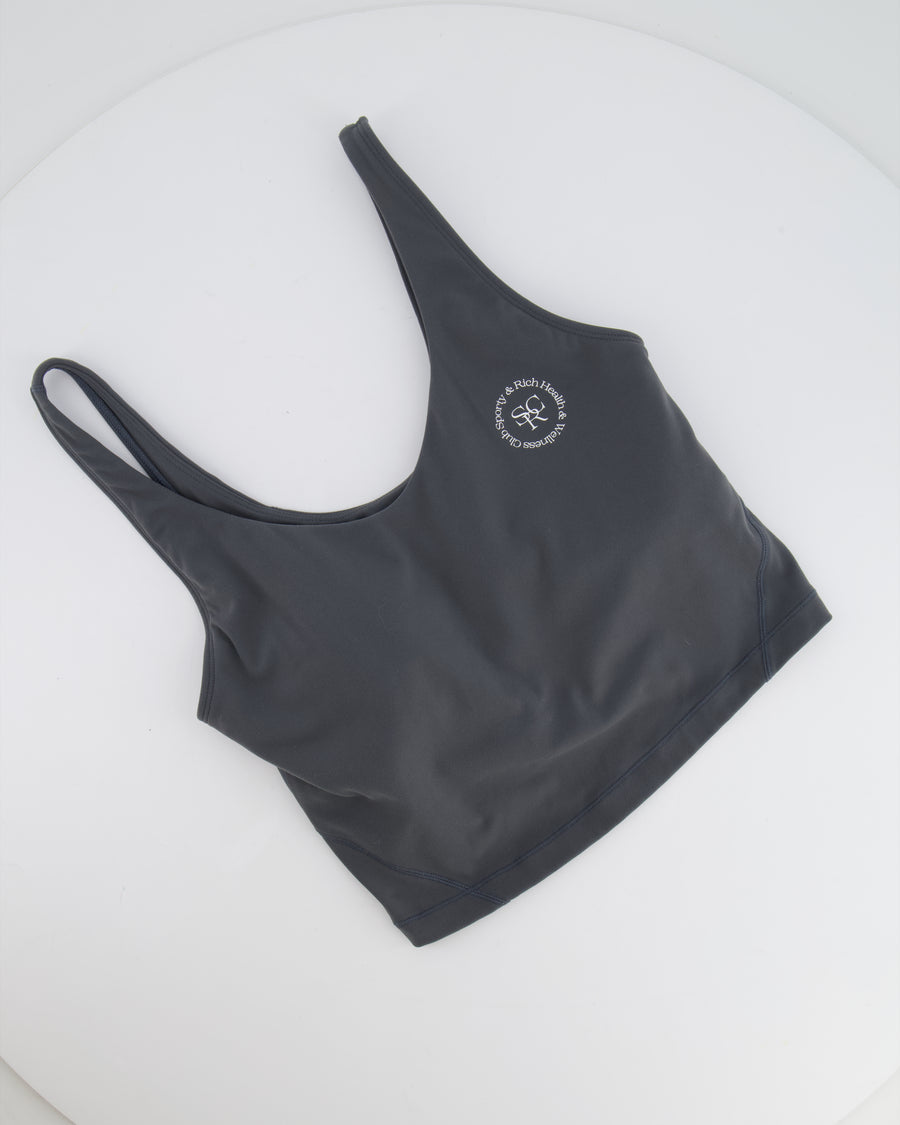 Sporty and Rich Grey Top and Biker Shorts Set with White Printed Logo Detail Size S (UK 8) RRP £160