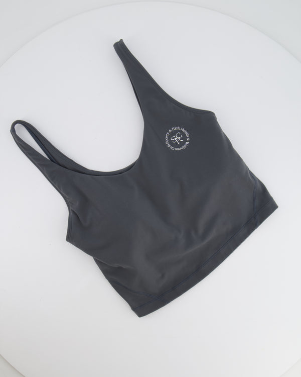 Sporty and Rich Grey Top and Biker Shorts Set with White Printed Logo Detail Size S (UK 8) RRP £160