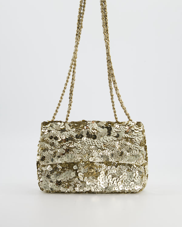 Chanel Classic Single Flap Bag in Gold Sequin with Gold Hardware