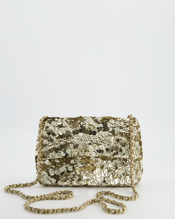 Chanel Classic Single Flap Bag in Gold Sequin with Gold Hardware