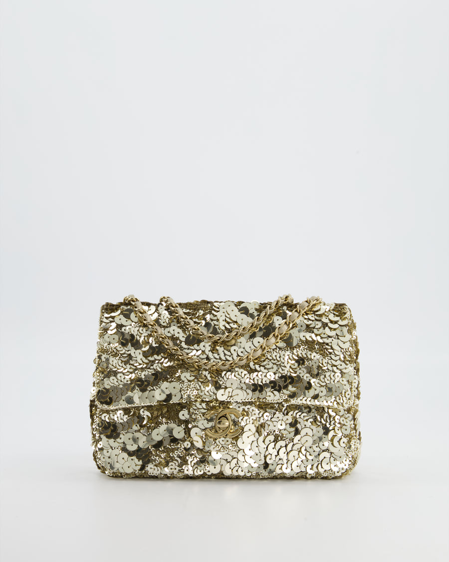 Chanel Classic Single Flap Bag in Gold Sequin with Gold Hardware